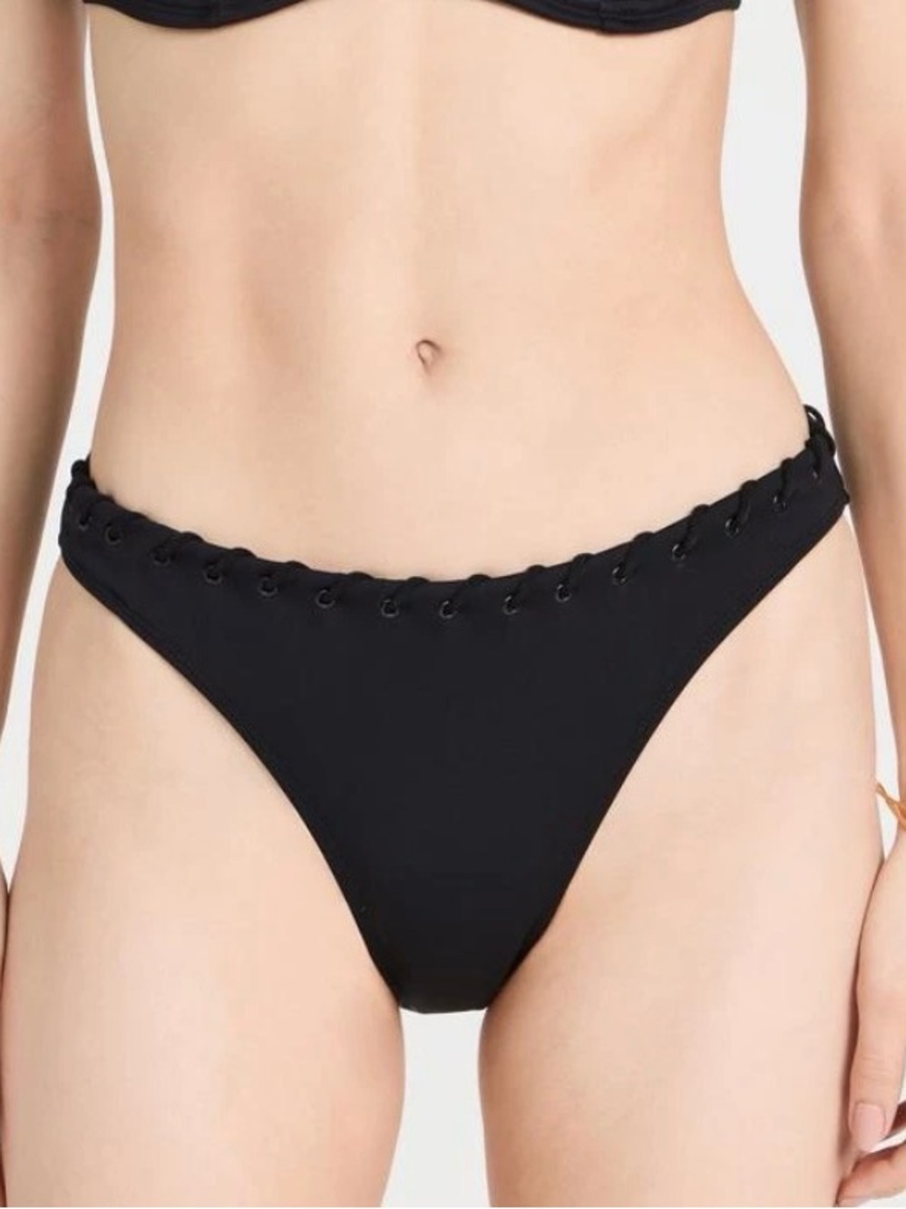 Good American Whip Stitch Full Bikini Cheeky Bottom Black XL